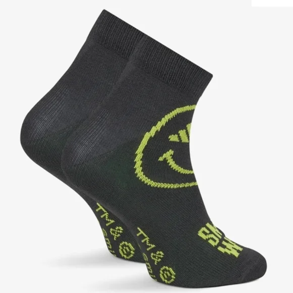 NWT Men's Adidas Smiley World Crew Socks - Yellow and Gray - Picture 11 of 16